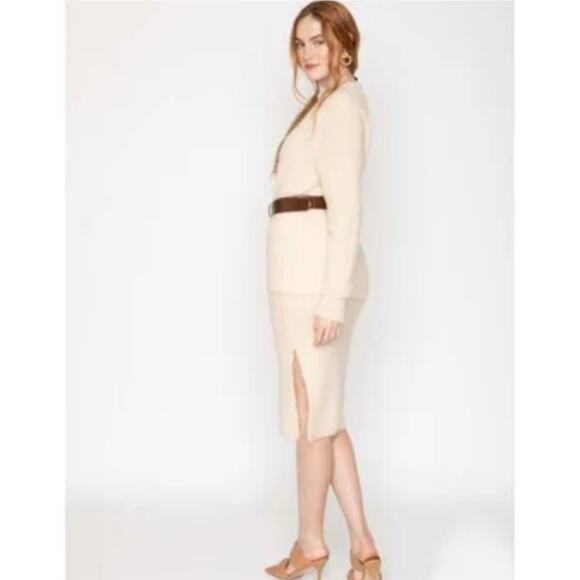 Callahan Revolve Genny Fuzzy Eyelash Knit Midi Skirt Cream White XS Cozy - Picture 3 of 16